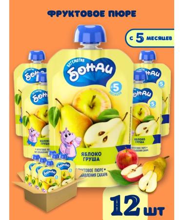 Bondi the Hippo Baby food fruit puree without sugar apple and pear - Buy Online on GoSupps.com