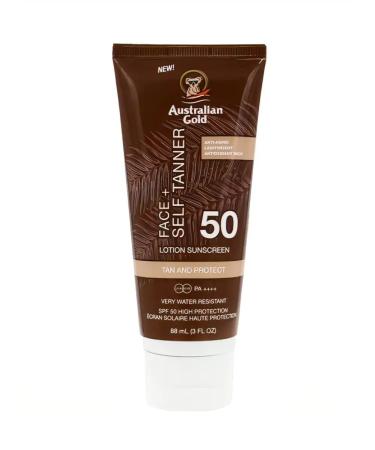 Australian Gold Facial Lotion SPF 50 Face + Self Tanner Lotion Sunscreen