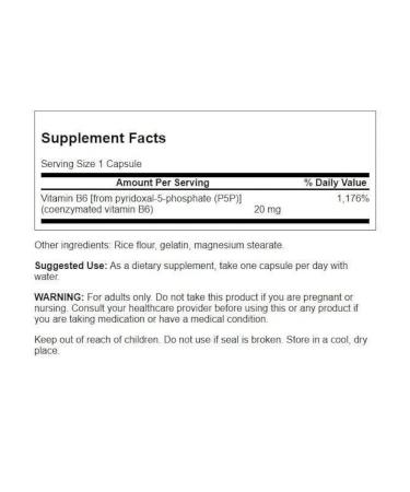Swanson Vitamin B6 P-5-P Pyridoxal-5-Phosphate Pyridoxine - Buy Online on GoSupps.com