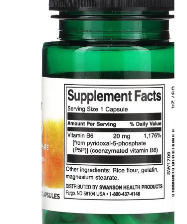 Swanson Vitamin B6 P-5-P Pyridoxal-5-Phosphate Pyridoxine - Buy Online on GoSupps.com