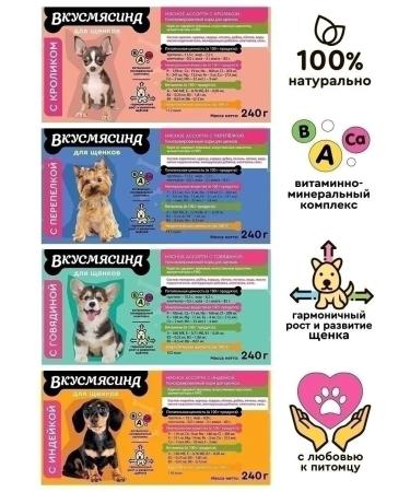 TASTY Puppy food moist mix 4 tastes 240 g 12 pcs - Buy Online on GoSupps.com