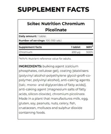 Scitec Nutrition Chrome picolinate for weight loss and reduction of appetite 100pcs - Buy Online on GoSupps.com