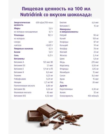 Mixture of Nutridrink 200 ml chocolate - 8 core - Buy Online on GoSupps.com