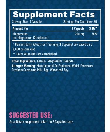 Haya Labs Chelate Magnesium Chelated Magnesium 200mg 60 caps - Buy Online on GoSupps.com