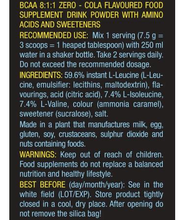 BioTechUSA Amino acids BCAA 8 1 1 Zero 250 g. Cola - Buy Online on GoSupps.com