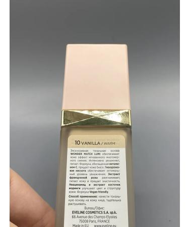 EVELINE Exclusive tonal base Wonder Match Lumi 10 Vanilla - Buy Online on GoSupps.com