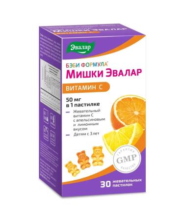 Evalar Baby formula Mishka vitamin C chewing loaf 30 pcs