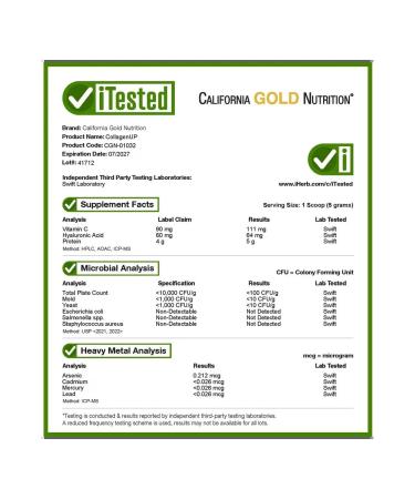 California Gold Nutrition Collagen with hyaluronic acid and vitamin C 464 g - Buy Online on GoSupps.com