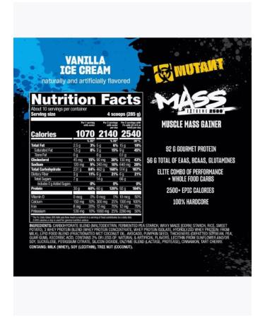 Mutant Gainer Mass XXXTREME 2500 2720 g vanilla ice cream - Buy Online on GoSupps.com