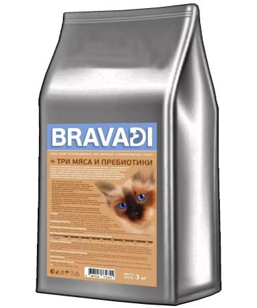BRAVADI Sterilized cats Three meat 3kg