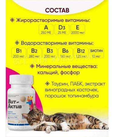 Vit-Active Vitamins for cats biotin for omega 3 from molting - Buy Online on GoSupps.com