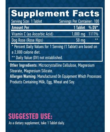Haya Labs Highly effective vitamin C 1000 mg with rosehip 100 tablets - Buy Online on GoSupps.com