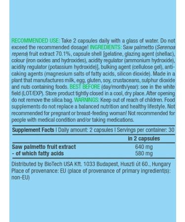 BioTechUSA Saw Palmetto Serenia fruit extract for prostate 60 capsules - Buy Online on GoSupps.com