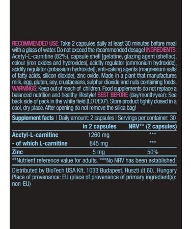 BioTechUSA Acetyl l carnitine Alc 845 mg 60 caps - Buy Online on GoSupps.com