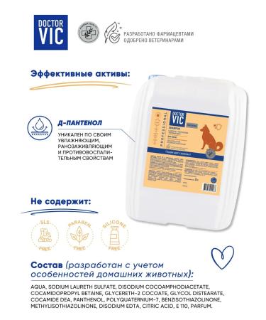 Doctor VIC Dog shampoo all breeds with panthenol hypoallergenic - Buy Online on GoSupps.com