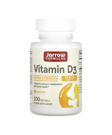 Jarrow Formulas Vitamin D3 25 g (1 000 IU) 200 gel capsules
