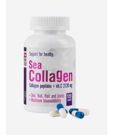 Sea collagen and vitamin C sphealth Peptides 120 capsules - Buy Online on GoSupps.com