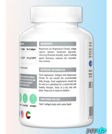 UltraSupps Magnesium citrate 400 mg from stress and nerves 90 kapaps - Buy Online on GoSupps.com