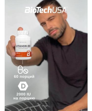 BioTechUSA Vitamin D3 Holekalciferol Vitamin D3 2000 Me 60 Tab - Buy Online on GoSupps.com