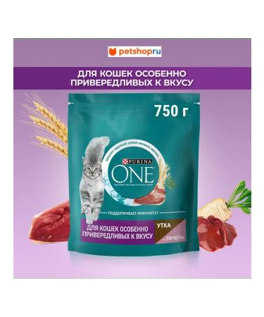 PURINA ONE Dry food for a fee. cats with duck and liver 750 g