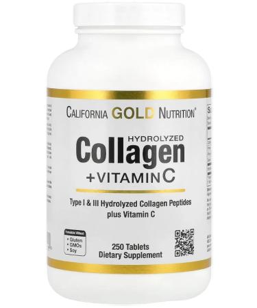 California Gold Nutrition Hydrolyzed Collagen Type I III 250 Tablets (collagen)