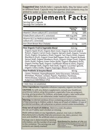 Garden of Life Vitamin Code Raw Iron Iron 30 Capsules - Buy Online on GoSupps.com