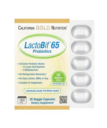 California Gold Nutrition Probiotics Lactobiff 65 billion 30 capsules - Buy Online on GoSupps.com