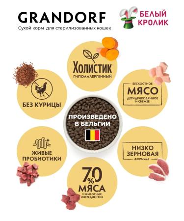Grandorf Dry lump for cats Sterilized 4 types of meat 2kg - Buy Online on GoSupps.com