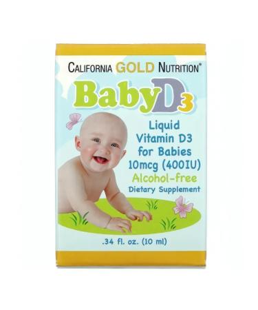 100% iherb vitamin D3 in drops for babies 400 IU (10 ml) - Buy Online on GoSupps.com