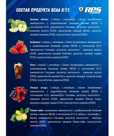 RPS Nutrition BCAA 8 1 1 1 1 200g lemon lime amino acid - Buy Online on GoSupps.com