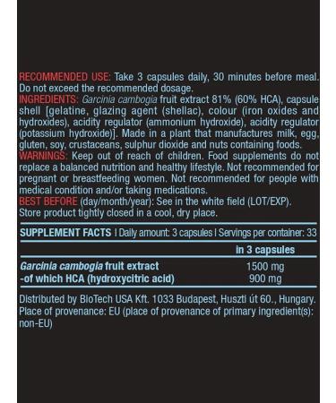 BioTechUSA Garcinia Extract of the Cambodian HCA 100 caps - Buy Online on GoSupps.com