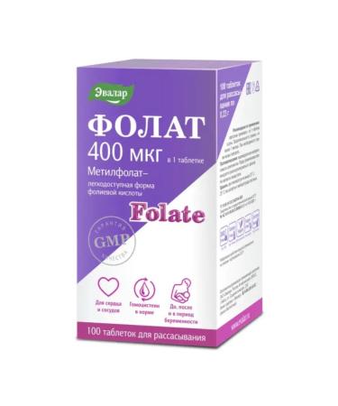 Evalar Folat 400 g (folic acid) 100 tablets of 0.23 g