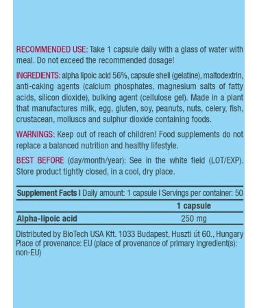 BioTechUSA Alpha-lipoic acid ALA Alpha Lipoic Acid 50 Caps - Buy Online on GoSupps.com