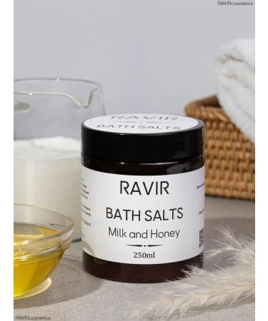 RAVIR Cosmetics Bath salt natural milk honey 250 ml - Buy Online on GoSupps.com