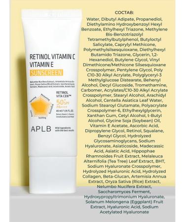 APLB Sunscreen with retinol vitamins C and E SPF50+ - Buy Online on GoSupps.com