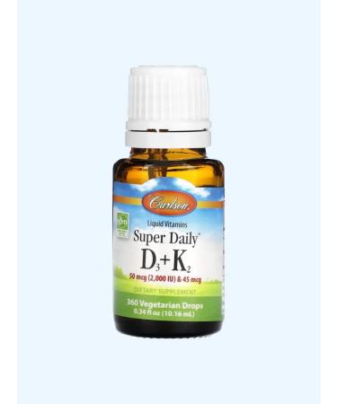 Carlson Vitamin D3 + K2 Liquid Vitamin D3 + K2 10.16 ml - Buy Online on GoSupps.com