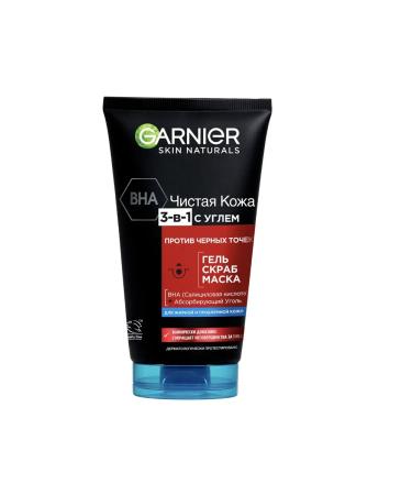 Garnier Clean skin with coal gel + scrub + mask against black