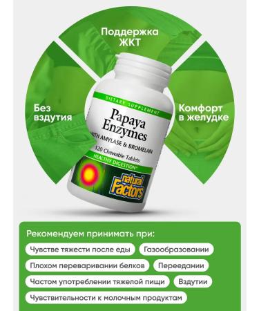 Natural Factors Papaya enzymes for digestion 120 chewing tablets - Buy Online on GoSupps.com