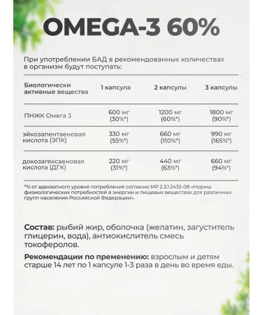 VitaMeal Omega 3 60% fish oil in capsules - Buy Online on GoSupps.com