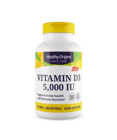 Healthy Origins Vitamin D3 5000 IU 360 Capsules