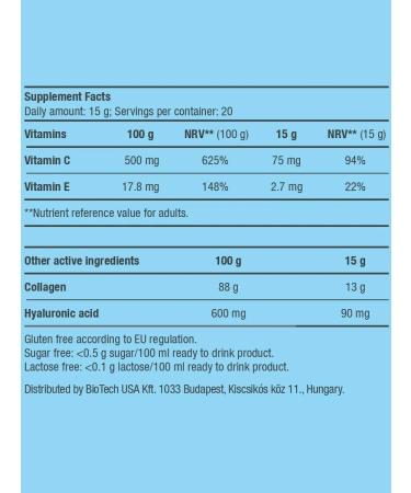 BioTechUSA Collagen and hyaluronic acid Collagen 300 g. Malina - Buy Online on GoSupps.com