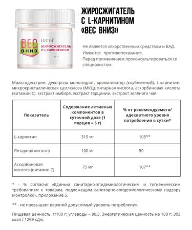 Batel Fat-burner with L-carnitine "Weight down" - Buy Online on GoSupps.com