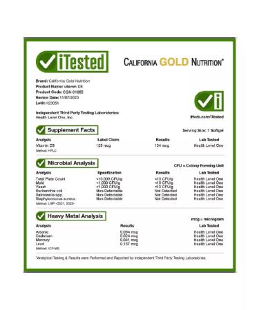 California Gold Nutrition Vitamin D3 dosage 5000 - Buy Online on GoSupps.com