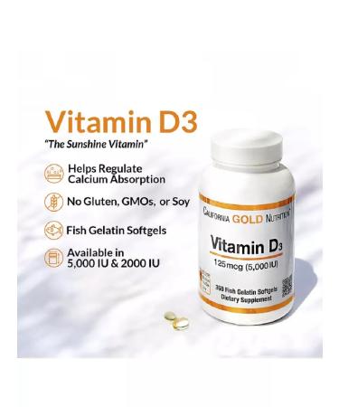 California Gold Nutrition Vitamin D3 dosage 5000 - Buy Online on GoSupps.com