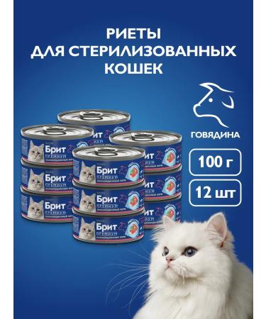 Brit Wet food for cats beef rabble 100g x 12