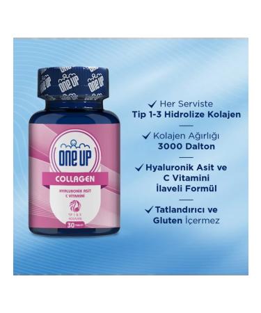 One Up Collagen with hyalur with acid and vitamin C 90 tab T rkiye - Buy Online on GoSupps.com