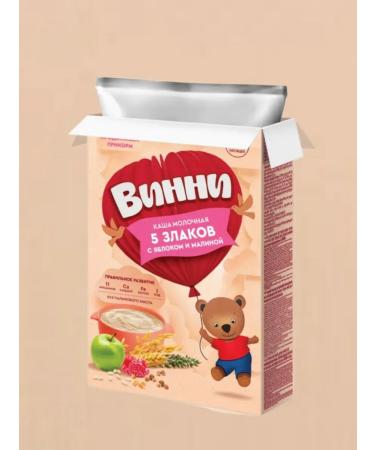 Winnie Milk porridge 5 cereals apple-raspberry 200g 2pcs - Buy Online on GoSupps.com