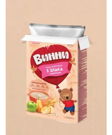 Winnie Milk porridge 3 cereals with fruits 200g 2pcs - Buy Online on GoSupps.com