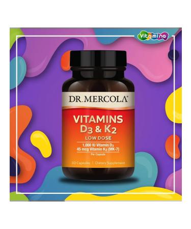 Dr Mercola Vitamins D3 and K2 in a low dose 30 capsules