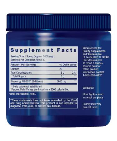 Life extension Rbosa in powder D Ribose Powder 150g - Buy Online on GoSupps.com